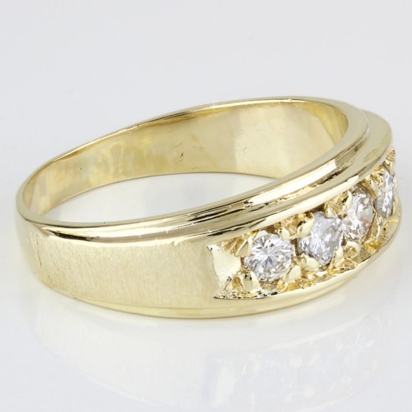 Vintage 14k Yellow Gold Diamond Wedding Ring Band - Picture 3 of 6